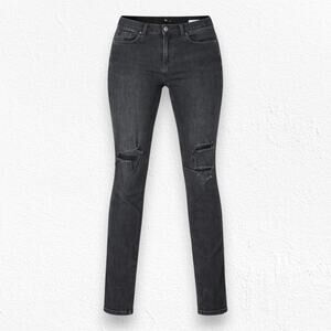 Rag & Bone Distressed Black Skinny Jeans Rock With Holes Mid Rise 29 USA Made